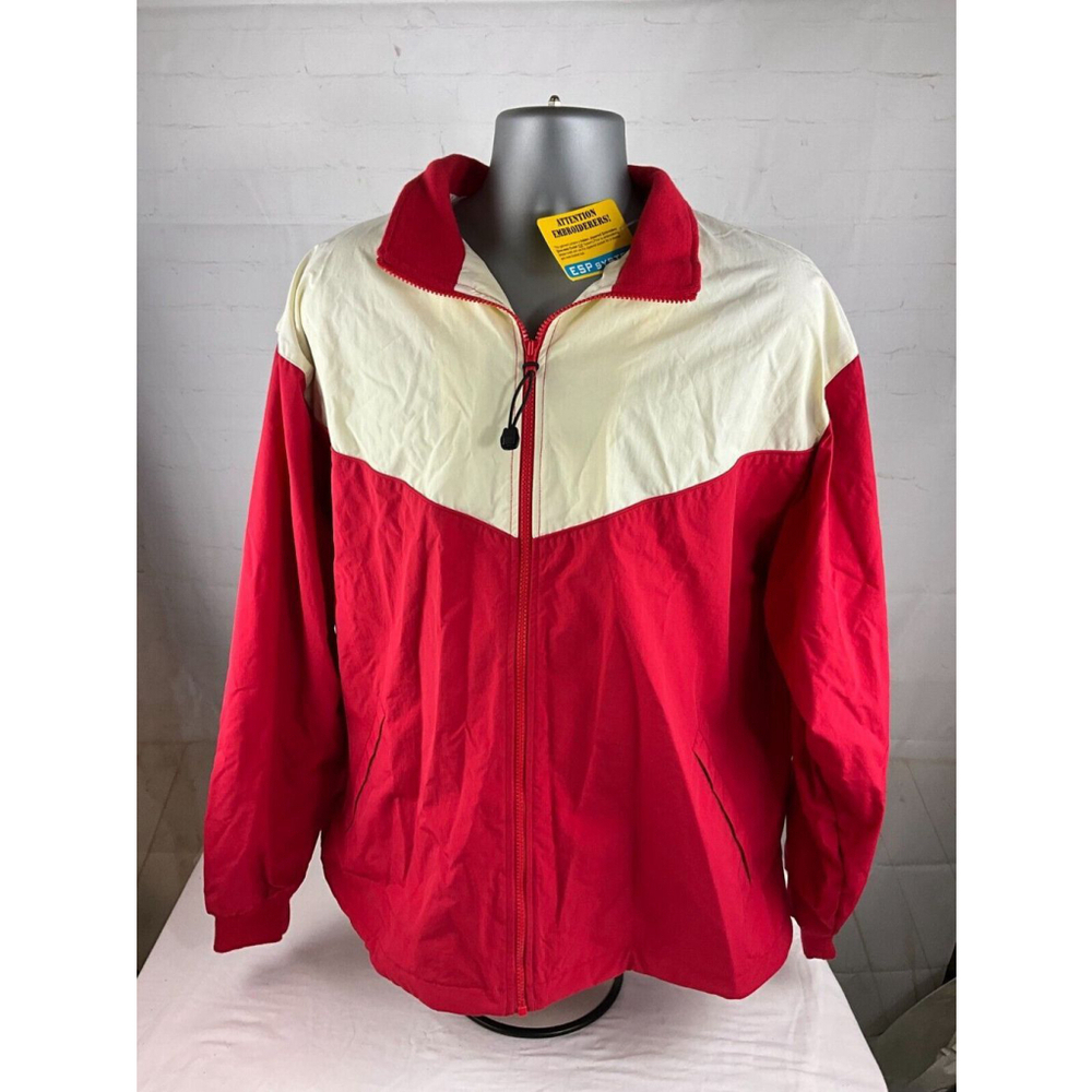 Men’s Charles River Apparel Championship Jacket Size L Red White Long Sleeve